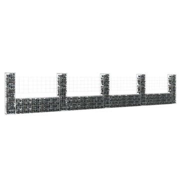 vidaXL Schanskorf U-vormig met 5 palen 500x20x100 cm ijzer, Tuin en Terras, Verzenden, Nieuw, IJzer, 1 tot 2 meter