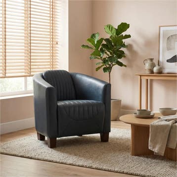 Leren fauteuil Press Special - Granada Blue (blauw) - Poten, Nieuw, Ophalen of Verzenden, Eigentijds, Klassiek, Retro, Romantisch, Vintage