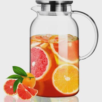 HeY LiLac Glazen Waterkan 1.8L met Deksel - Stijlvol en Prak, Verzenden