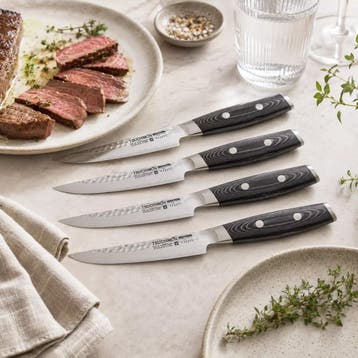 Yaxell Tsuchimon Steakmessenset – 4-delig – 3 Lagen Dama, Ophalen of Verzenden, Nieuw, Overige materialen, Bestekset