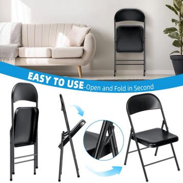 Klapstoelen - Vouwstoelen - Set van 6 - Eettafelstoelen - Zw, Verzenden, Zo goed als nieuw