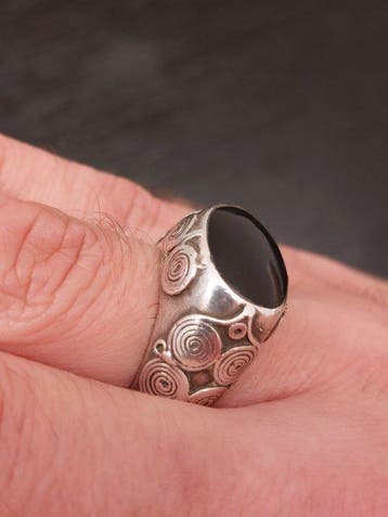 Onyx - Zilver - Ring, Antiek en Kunst