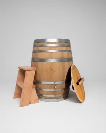 Eikenhouten wijnvat 300L -regenton - bloembak, Tuin en Terras, Met kraantje, 150 liter of meer, Nieuw, Ophalen of Verzenden
