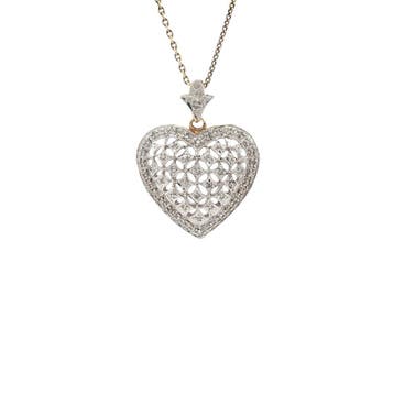 Gouden vintage hart hanger met diamant 14 kt, Sieraden, Tassen en Uiterlijk, Kettinghangers, Ophalen of Verzenden, Nieuw