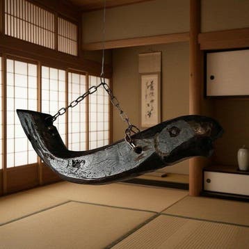 Massief antiek uit de Meiji-periode, visvormige
