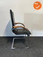 Ahrend A350 vergaderstoel - Zwart leer - Hoge rug, Vergader- of Presentatieruimte, Ophalen of Verzenden, Gebruikt, Stoel