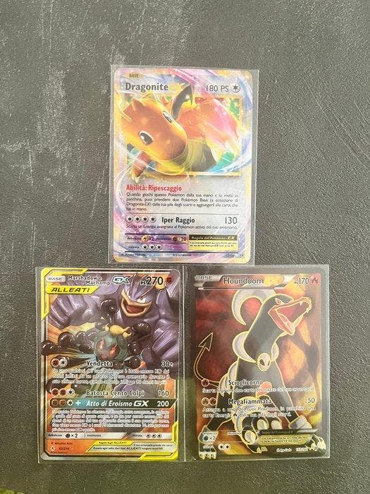 Pokémon - 3 Card - Dragonite, Houndoom, Machamp & Marshadow, Hobby en Vrije tijd, Verzamelkaartspellen | Pokémon