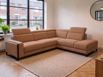 Hoekbank Meppel - hoekbanken - Cognac, Huis en Inrichting, Nieuw, 150 cm of meer, Stof, 250 tot 300 cm