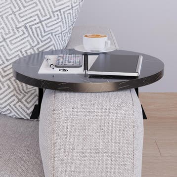 Dienblad armleuning Kuleskyd rond Ø34 cm marmer zwart [en.ca, Verzenden, Nieuw