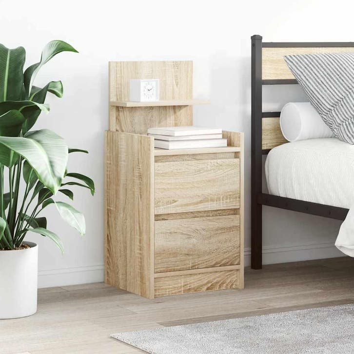 vidaXL Nachtkastjes met 2 lades 2 st 38x34x80 cm Sonoma, Huis en Inrichting, Slaapkamer | Nachtkastjes, Nieuw, Hout, Verzenden