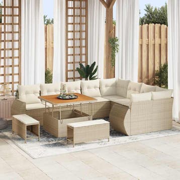 vidaXL Tuin Sofa Set 12 st 12-Aantal zitplaatsen Beige en, Verzenden, Nieuw, Rotan, 2 zitplaatsen