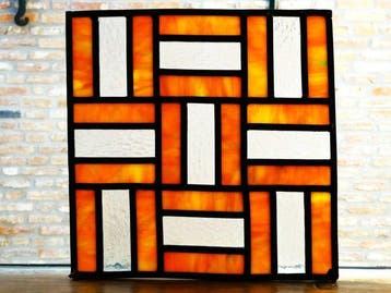 Art Deco Glas-in-loodraam - Handvervaardigd - 1970-1980 -