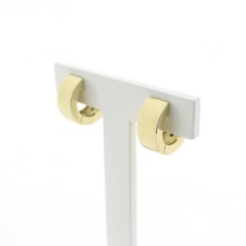 Gouden creolen met diamant; 0,32 ct. (Oorbellen), Gebruikt, Overige kleuren, Ophalen of Verzenden, Met edelsteen