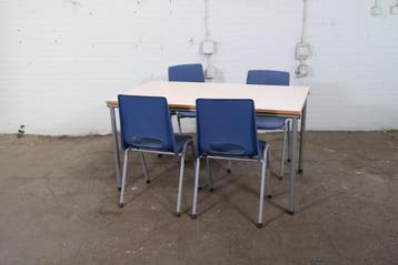 Ahrend kantinetafel ahorn 140x80 cm zilvergrijs tweedehands, Verzenden, Gebruikt
