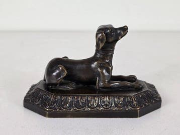 Beeld, Beeld hond - 6.3 cm - Brons