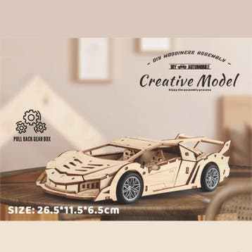 C.M. Sportwagen met pull-back mechanisme 114-delig Houten..., Verzenden, Nieuw