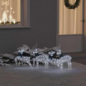 vidaXL LED Rendieren 4 pcs Wit Stof, Verzenden, Nieuw