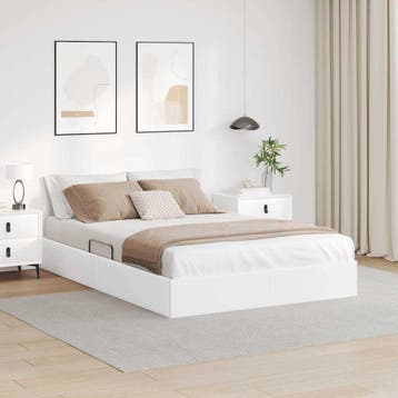 vidaXL Opslag bed Wit 153 x 203 cm Kunstleer, Huis en Inrichting, Verzenden, Nieuw, Wit, Overige materialen