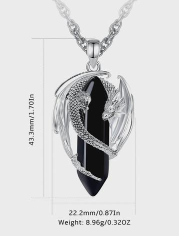 Obsidiaan Draak Ketting - Vintage Kristal Hanger met Spiritu, Verzenden, Nieuw