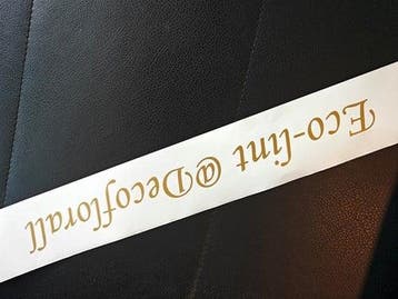 Eco bedrukt lint milieuvriendelijk (rouw)lint wit, Ophalen of Verzenden, Nieuw