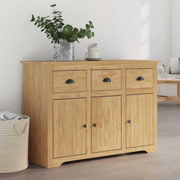 vidaXL Dressoir BODO Honingbruin 115,5 x 44 x 80 cm Bewerkt, 100 tot 150 cm, Verzenden, Nieuw, 25 tot 50 cm