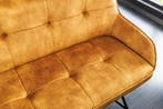 Design bank EUPHORIA 160cm mosterdgeel fluweel retrostijl, Ophalen of Verzenden, Nieuw