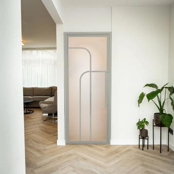 Stalen Binnendeur - Kiezelgrijs - 4 Vlaks rond - Kanaalglas, Minder dan 80 cm, Binnendeur, Nieuw, Metaal