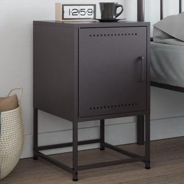 vidaXL Nachtkastje 36x39x60,5 cm staal zwart, Minder dan 45 cm, Nieuw, 55 tot 70 cm, Verzenden