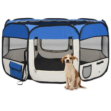 vidaXL Hondenren inklapbaar met draagtas 125x125x61 cm blauw, Verzenden, Nieuw