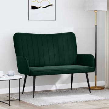 vidaXL 2-Zits Sofa Donkergroen 115 x 61 x 87 cm fluweel, Huis en Inrichting, Banken | Bankstellen, Verzenden, Minder dan 150 cm