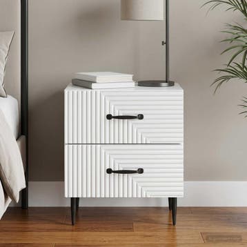 vidaXL Nachtkastje met lade Wit 43 x 34,5 x 47,5 cm Bewerkt, Minder dan 45 cm, Verzenden, Nieuw, Minder dan 55 cm
