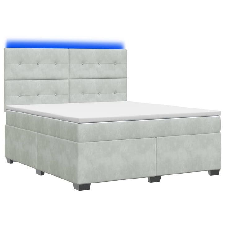 vidaXL Boxspringbed met matras Lichtgrijs 140 x 200 cm, Huis en Inrichting, Slaapkamer | Bedden, Nieuw, Stof, Verzenden