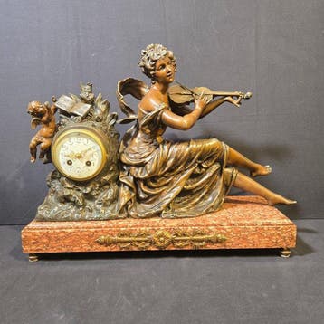 Tafelklok Neoklassieke stijl Legering, Marmer - 1850-1900 -