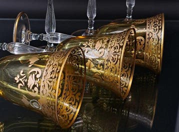 Artemisia Bohemia Firmati - Wijnglas (6) - Kristal, Goud