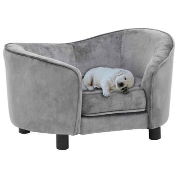 vidaXL Hondenbank 69x49x40 cm pluche grijs, Dieren en Toebehoren, Verzenden, Nieuw