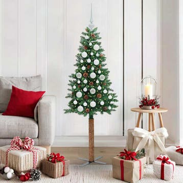 vidaXL Slanke Kerstboom Groen 150 cm PVC en massief, Verzenden, Nieuw