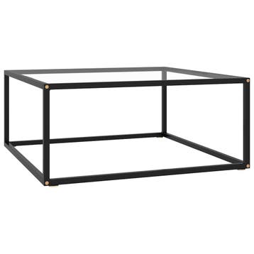 vidaXL Salontafel met gehard glas 80x80x35 cm zwart, 50 tot 100 cm, Verzenden, Nieuw, 50 tot 100 cm