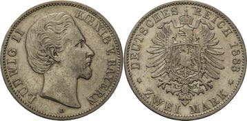 2 Mark 1883 Bayern Ludwig Ii 1864-1886, Verzenden