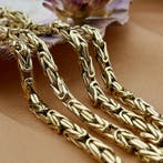 Gouden vierkante koningsschakel ketting, Ophalen of Verzenden, Gebruikt, Overige kleuren, Goud