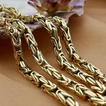 Gouden vierkante koningsschakel ketting, Sieraden, Tassen en Uiterlijk, Ophalen of Verzenden, Gebruikt, Goud, Goud