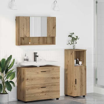 vidaXL Badkamermeubelset 3 st Artisan Eiken 76,5 x 35 x 64, Verzenden, Nieuw, Overige typen