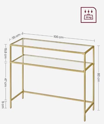 Luxe Consoletafel met Glas – Modern Design, 100×35cm, Antiek en Kunst, Antiek | Meubels | Tafels, Verzenden