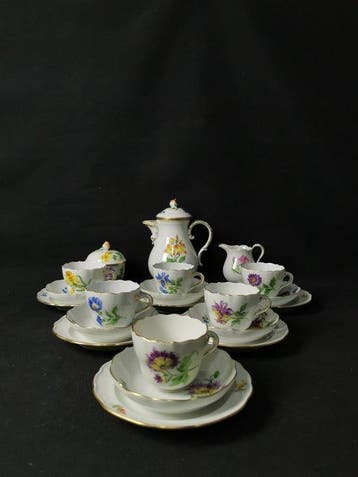 Meissen - Fiori - Servizio da moka - XX secolo -
