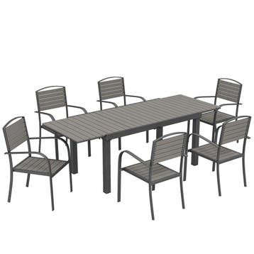 Tuinmeubelset Zitgroep 7-delig Uitschuifbare Tafel Met 6 Sto, Verzenden, Nieuw