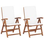 vidaXL Tuinstoelen 2 st verstelbaar met kussens massief, Verzenden, Nieuw, Teakhout