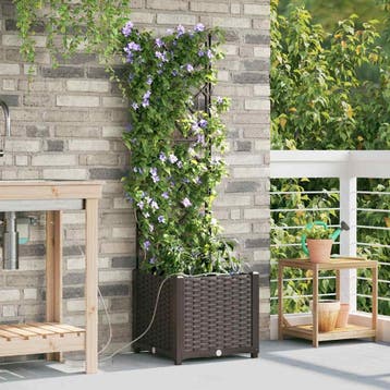 vidaXL Tuin Bloempot Bruin 40 x 40 x 142 cm PP, Verzenden, Nieuw, Minder dan 60 cm, 60 cm of meer