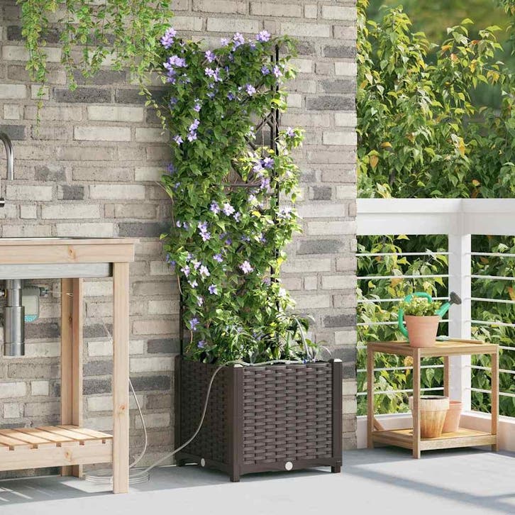 vidaXL Tuin Bloempot Bruin 40 x 40 x 142 cm PP, Tuin en Terras, Bloembakken en Plantenbakken, Minder dan 60 cm, Nieuw, 60 cm of meer