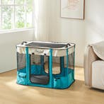[en.casa] Hondenbox Mörbylånga 70x55x45 cm blauw en beige, Verzenden, Nieuw