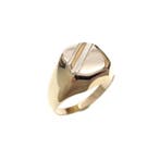 Bicolor gouden heren zegelring, Sieraden, Tassen en Uiterlijk, Ringen, Gebruikt, Overige kleuren, 20 of groter, Heer