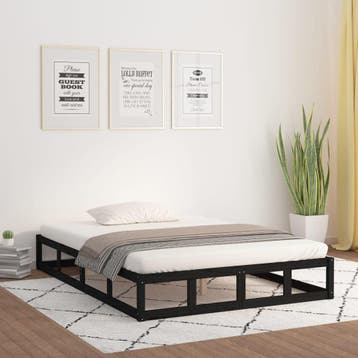 vidaXL Bedframe massief hout zwart 120x190 cm, Huis en Inrichting, Slaapkamer | Bedden, Verzenden, Zwart, Nieuw, 190 cm of minder